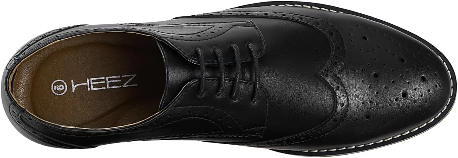 HEEZ Mens Dress Shoes Black Oxford Shoes for Men Wingtip Casual Formal Business Shoe Comfortable Non Slip TPR Outsole