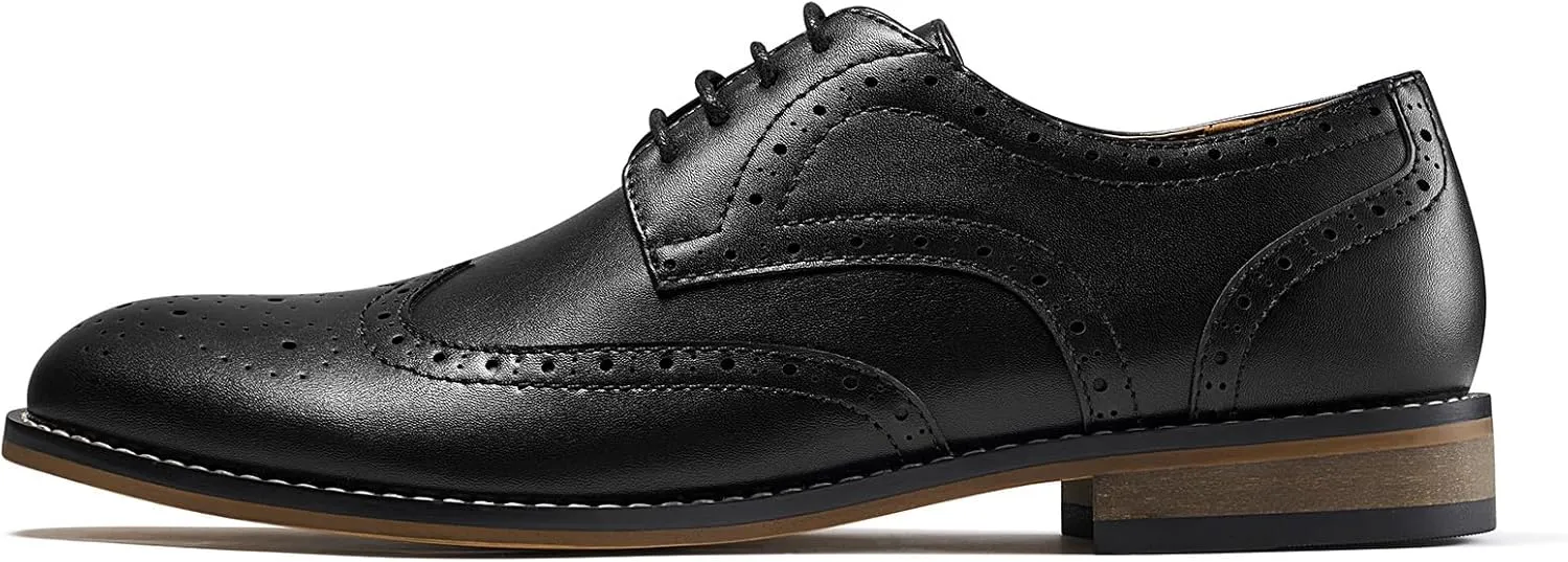 HEEZ Mens Dress Shoes Black Oxford Shoes for Men Wingtip Casual Formal Business Shoe Comfortable Non Slip TPR Outsole