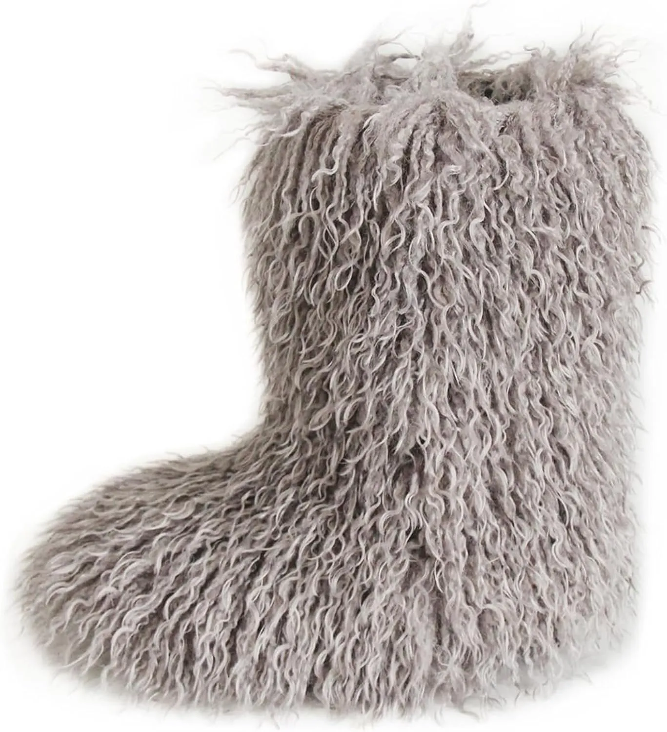 HINDOLA Womens Faux Fur Boots Plush Warm Snow Boots Fuzzy Fluffy Furry Round Toe Suede Boots Comfortable Winter Ankle Booties Anti Slip Outdoor Indoor Flat Shoes
