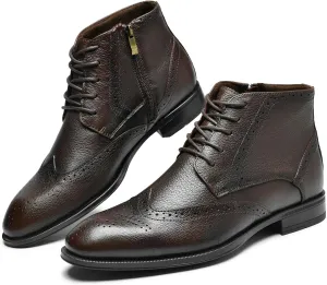 Holy dove Chelsea Boots Men – Genuine Leather,Chelsea Boots for Men with Side Zipper, Casual Slip-On Ankle Boots, Chukka & Oxford Style Dress Boots