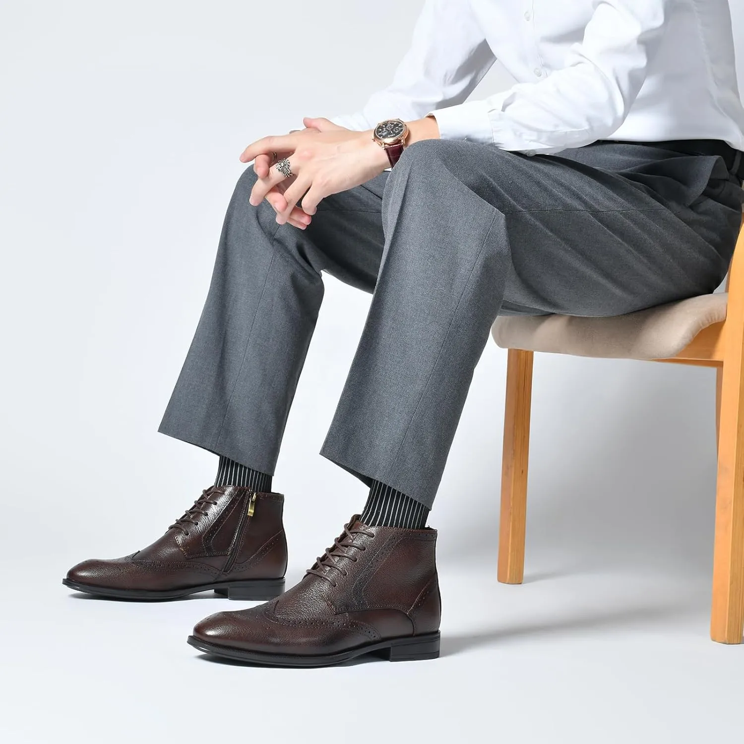 Holy dove Chelsea Boots Men – Genuine Leather,Chelsea Boots for Men with Side Zipper, Casual Slip-On Ankle Boots, Chukka & Oxford Style Dress Boots