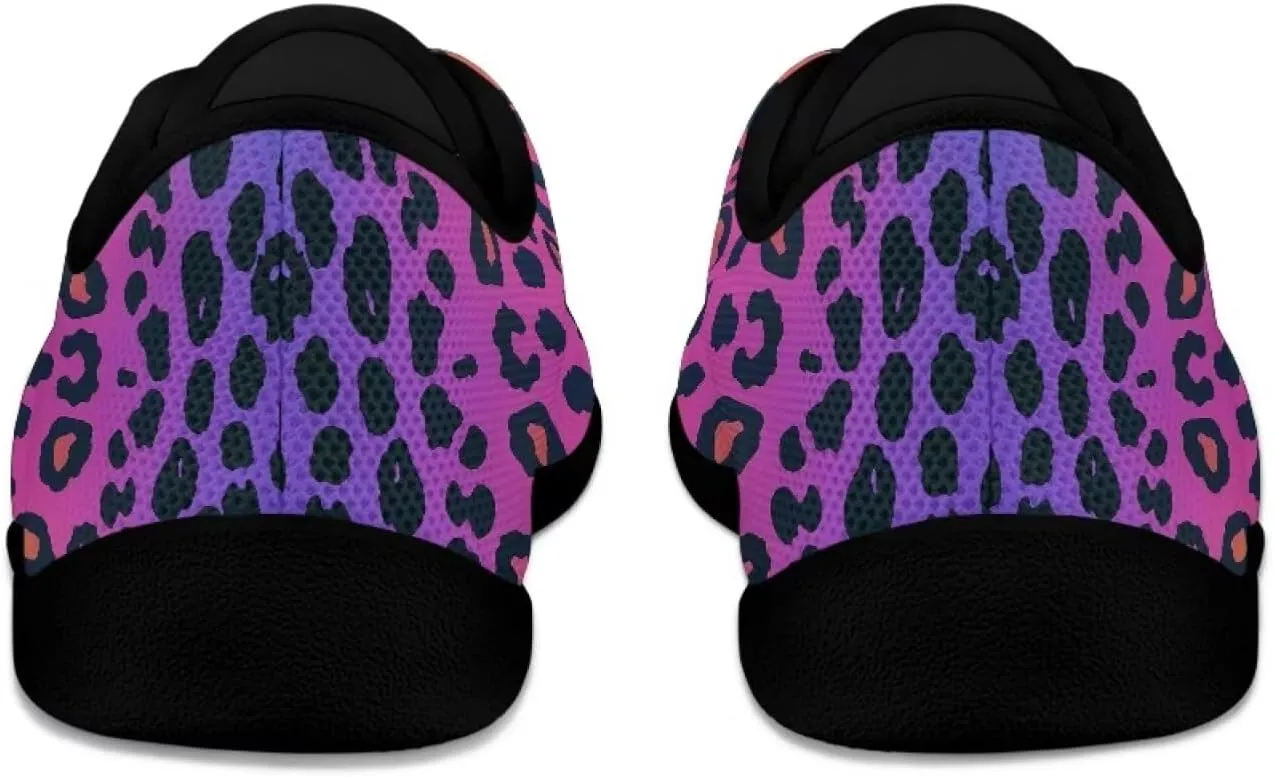 Howilath Leopard Print Barefoot Shoes Women Lace up Shoes Lightweight Flat Shoes Breathable Sneakers