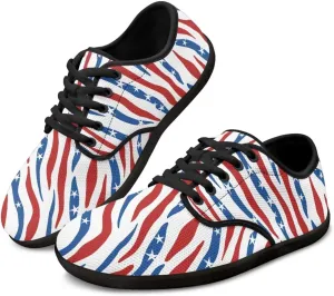 Howilath Leopard Print Barefoot Shoes Women Lace up Shoes Lightweight Flat Shoes Breathable Sneakers