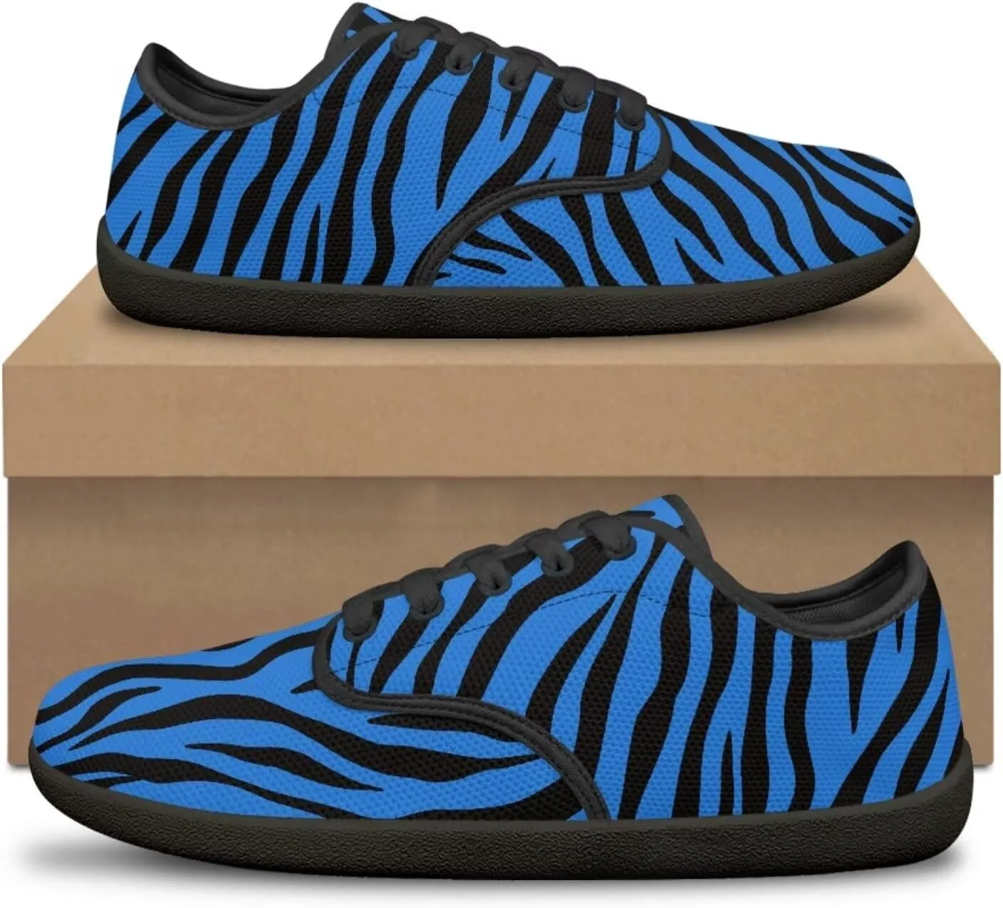Howilath Leopard Print Barefoot Shoes Women Lace up Shoes Lightweight Flat Shoes Breathable Sneakers