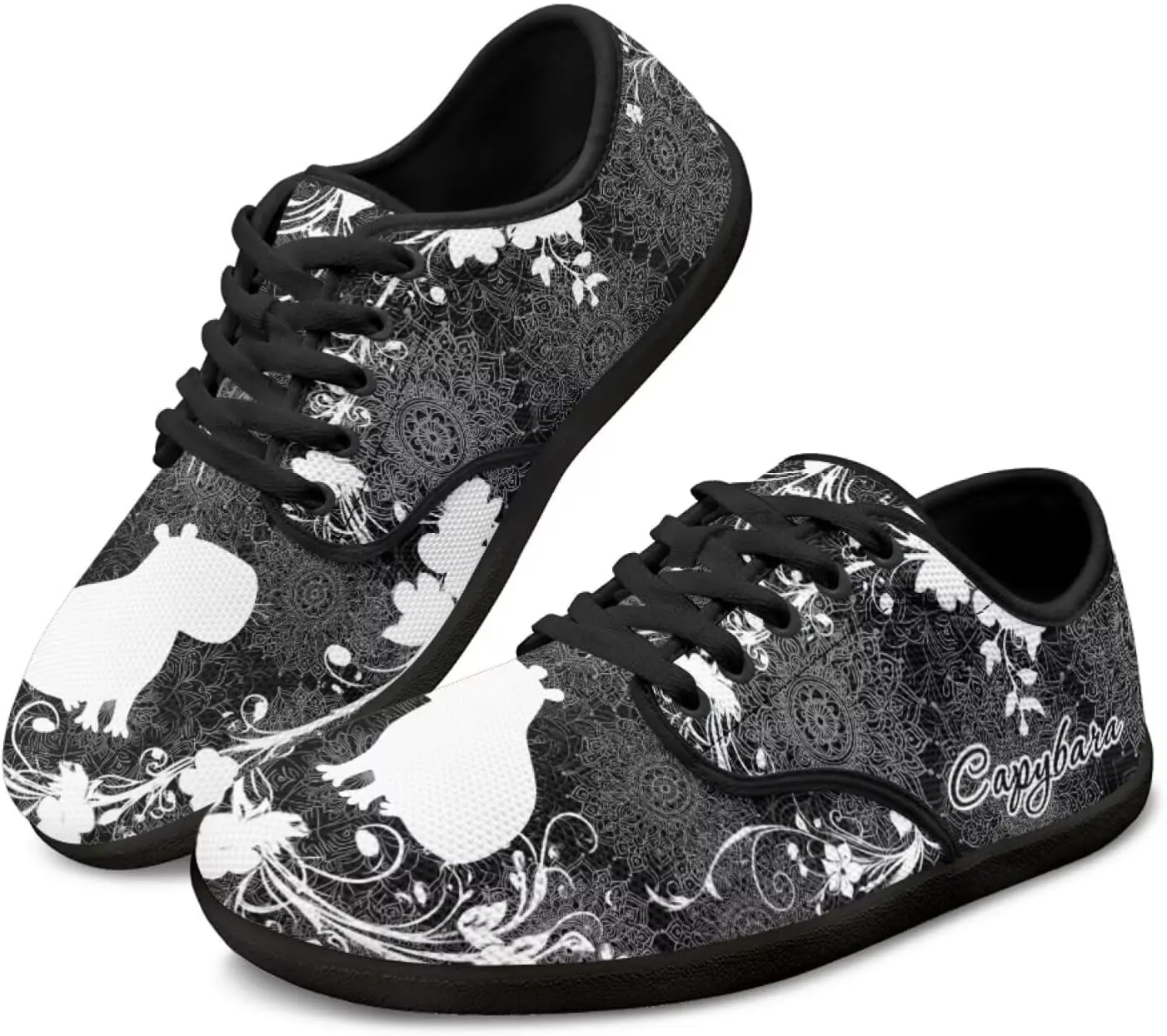 Howilath Mandala Animal Lace up Barefoot Shoes Running Sneakers Casual Sport Flat Shoes with Anti-Slip Sole