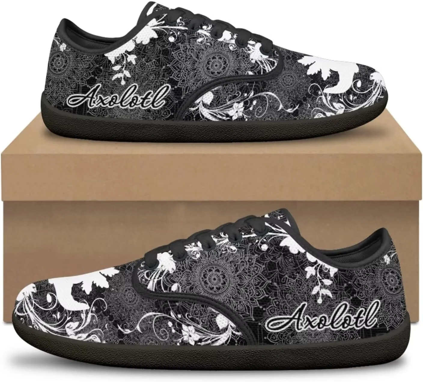 Howilath Mandala Animal Lace up Barefoot Shoes Running Sneakers Casual Sport Flat Shoes with Anti-Slip Sole