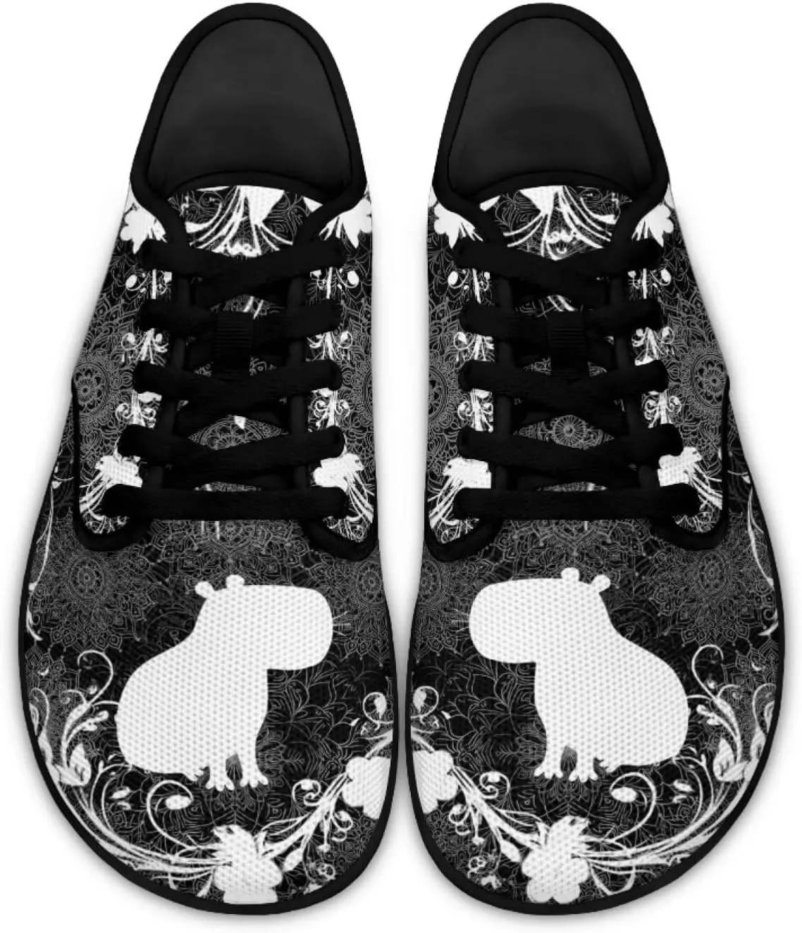 Howilath Mandala Animal Lace up Barefoot Shoes Running Sneakers Casual Sport Flat Shoes with Anti-Slip Sole