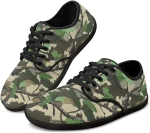 Howilath Woodland Forest Print Lace up Barefoot Shoes Womens Flat Shoes Running Sneakers Casual Sport Shoes