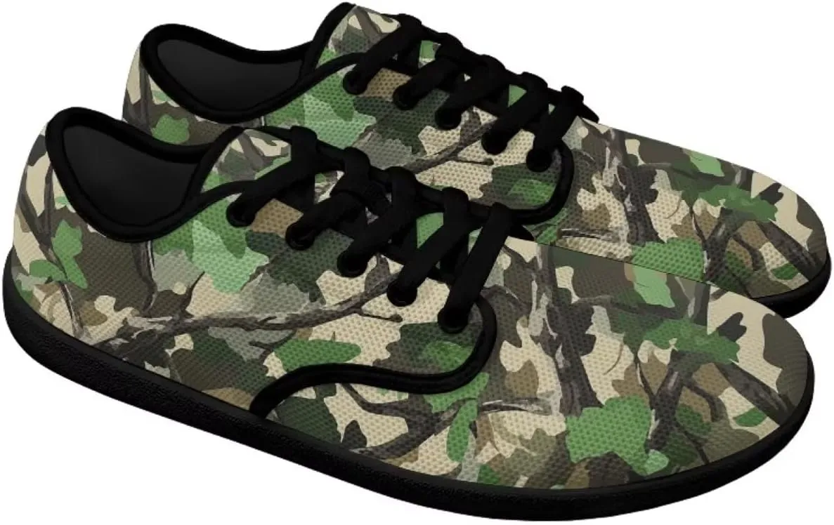 Howilath Woodland Forest Print Lace up Barefoot Shoes Womens Flat Shoes Running Sneakers Casual Sport Shoes