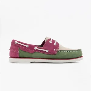 Hush Puppies HATTIE Womens Leather Boat Shoes Green/Pink/Grey