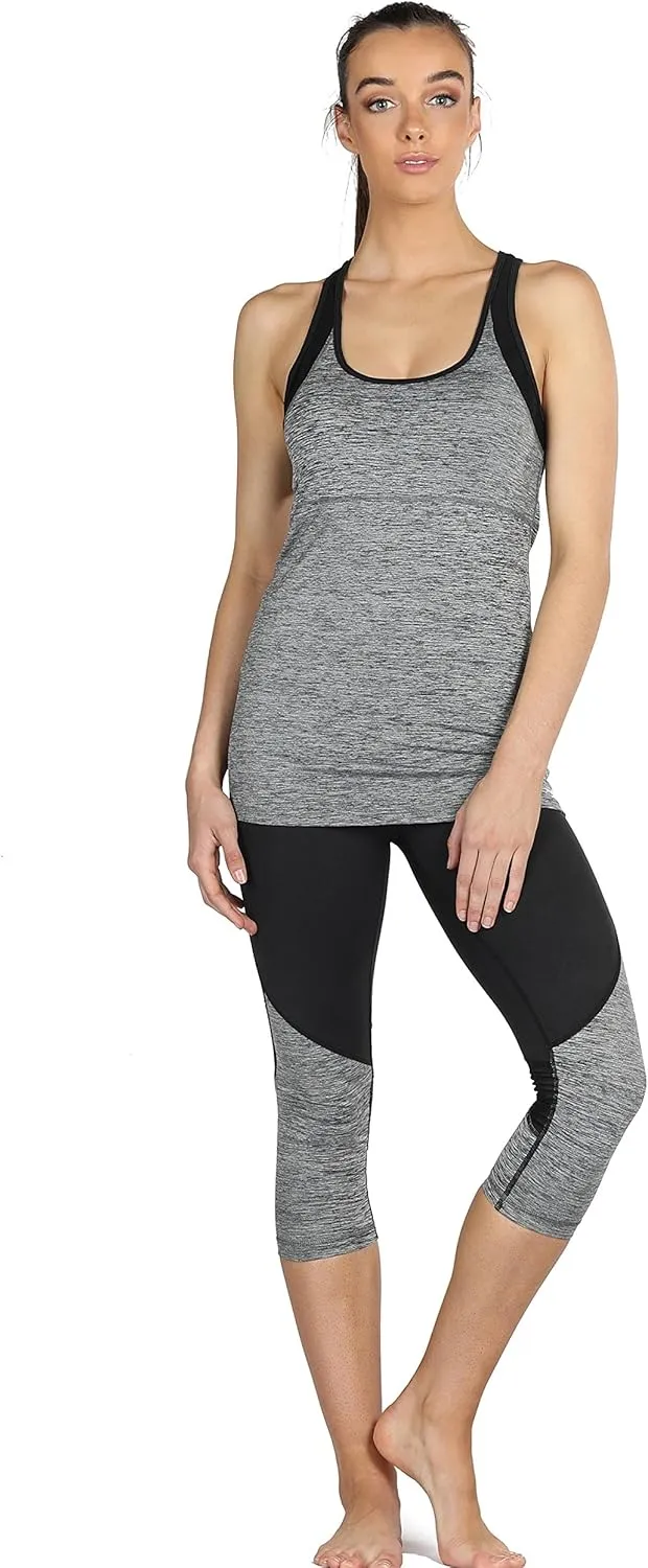 icyzone Women's Activewear Workout Yoga Spaghetti Strap Racerback Tank Top with Built in Bra