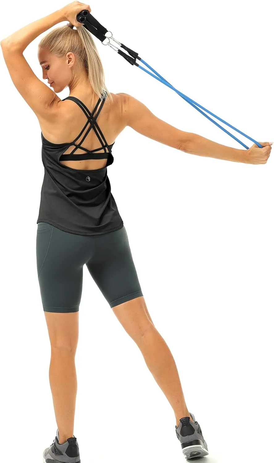 icyzone Workout Tank Tops Built in Bra - Women's Strappy Athletic Yoga Tops, Running Exercise Gym Shirts