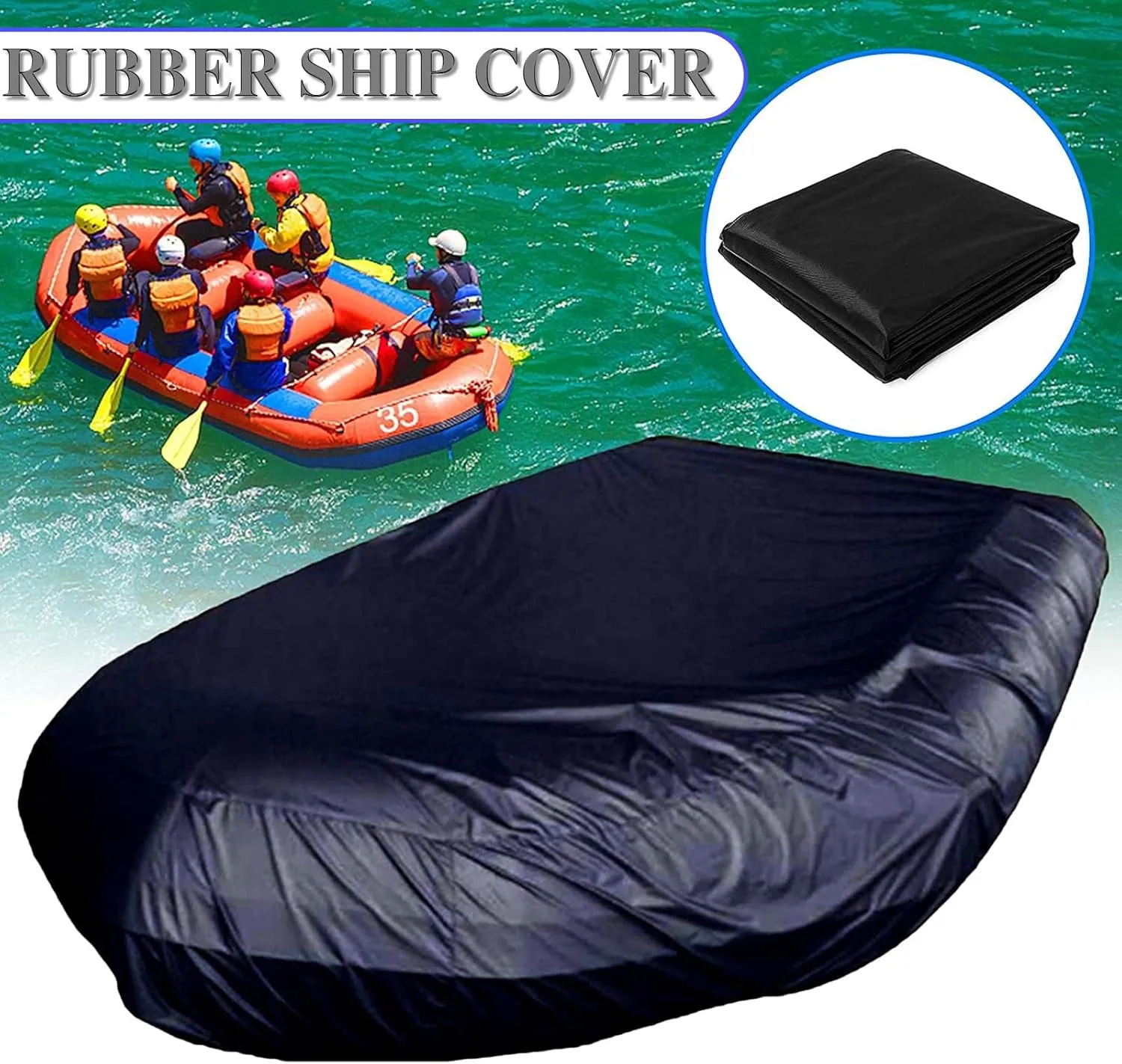 Inflatable Boat Cover Waterproof UV Sun Dust Protection Rubber Boat Dinghy Cover, 210D Oxford Cloth Fade and Tear Resistant Kayak Protection Cover-Black||380 * 94 * 46cm