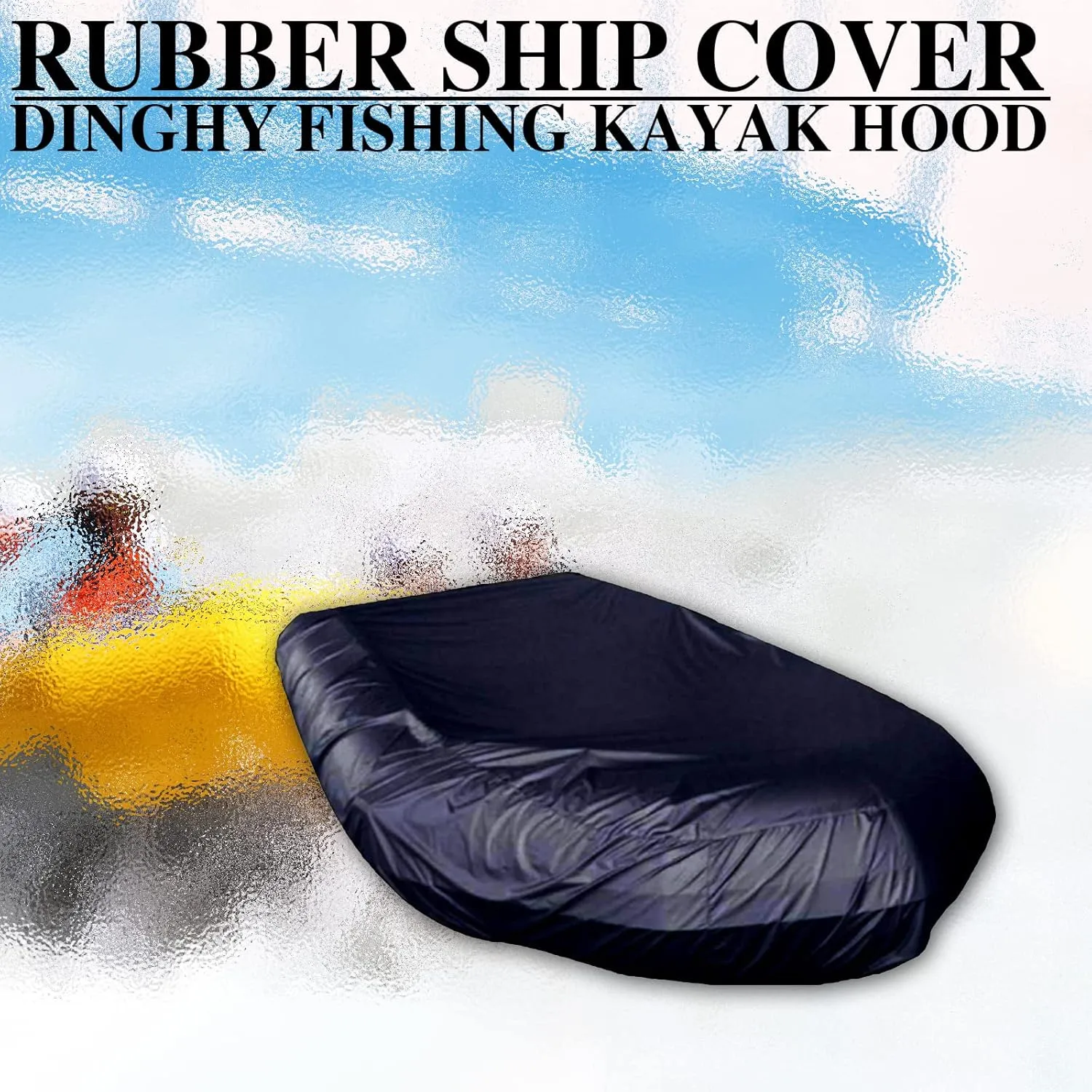Inflatable Boat Cover Waterproof UV Sun Dust Protection Rubber Boat Dinghy Cover, 210D Oxford Cloth Fade and Tear Resistant Kayak Protection Cover-Black||380 * 94 * 46cm