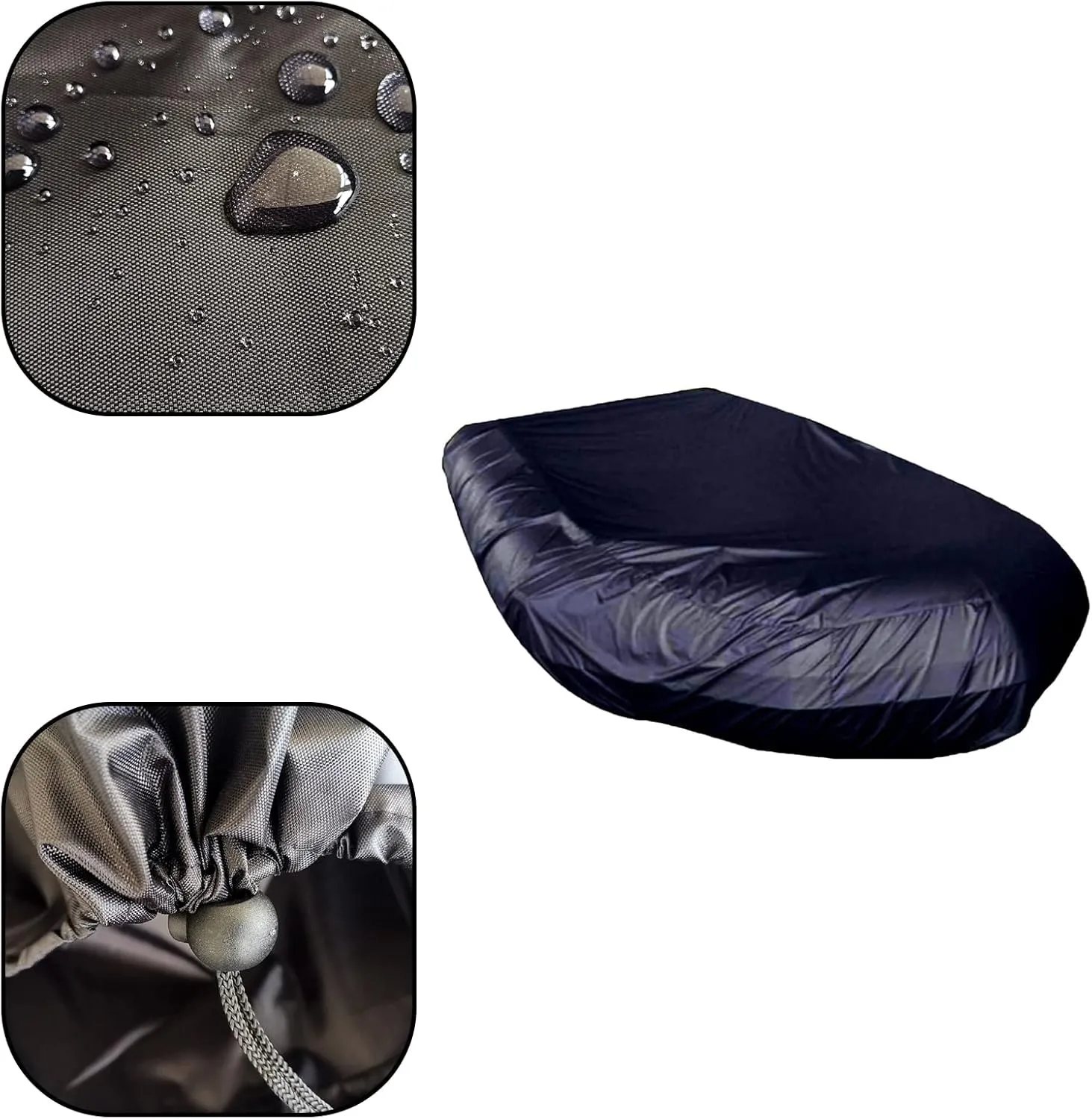 Inflatable Boat Cover Waterproof UV Sun Dust Protection Rubber Boat Dinghy Cover, 210D Oxford Cloth Fade and Tear Resistant Kayak Protection Cover-Black||380 * 94 * 46cm