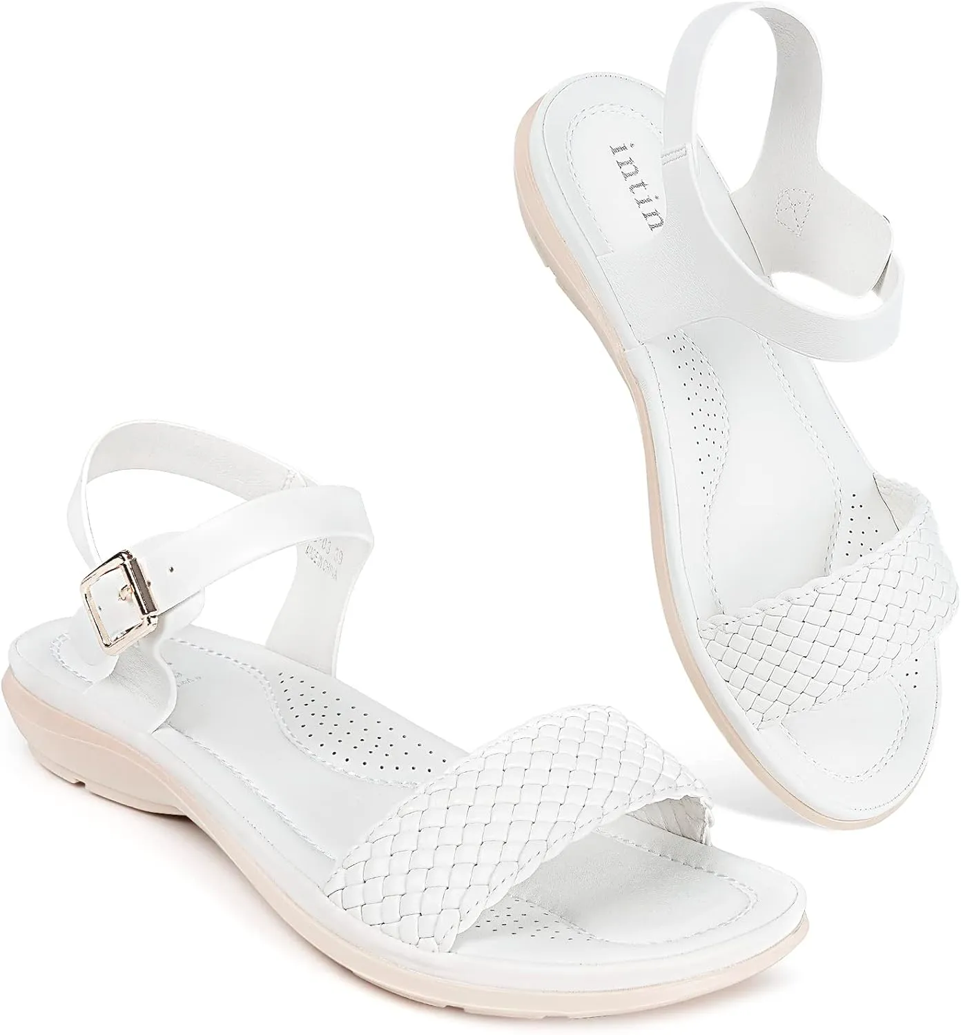 Intini Womens Flat Sandals Braided Strappy Summer Shoes Memory Foam insole Sandals for Women