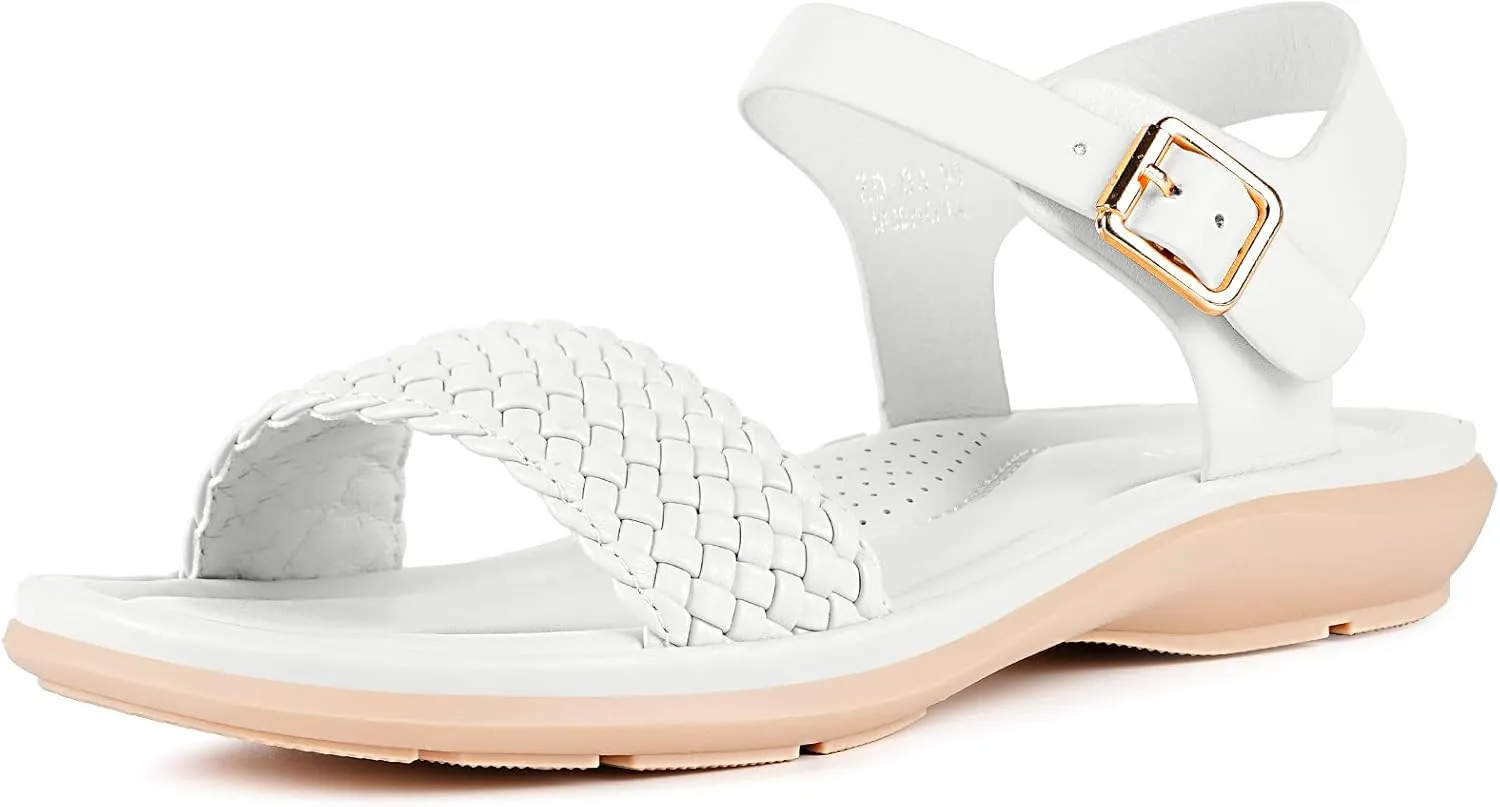 Intini Womens Flat Sandals Braided Strappy Summer Shoes Memory Foam insole Sandals for Women