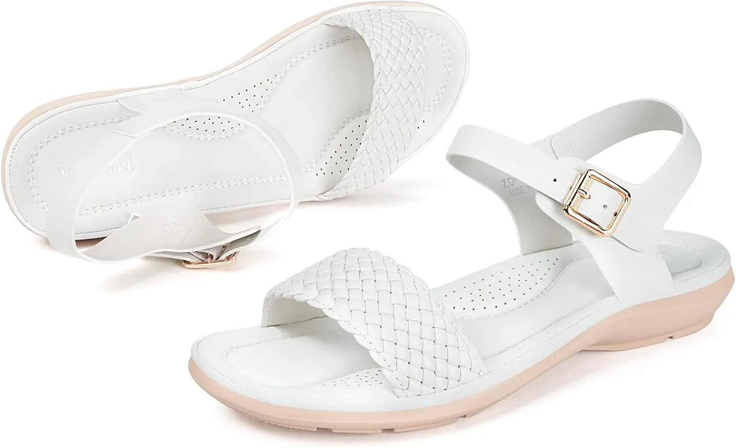 Intini Womens Flat Sandals Braided Strappy Summer Shoes Memory Foam insole Sandals for Women