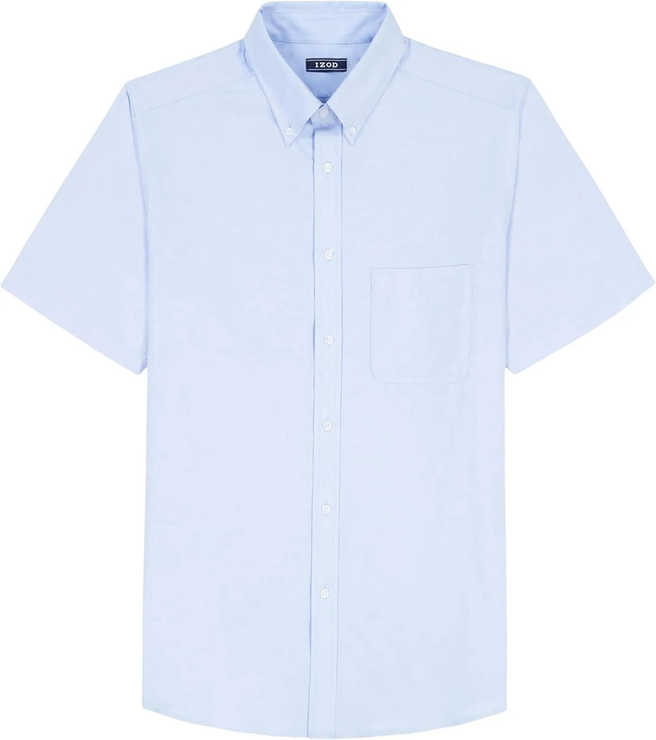 IZOD Men's Dress Shirt Regular Fit Oxford Short Sleeve All Over Stretch Button Down Collar