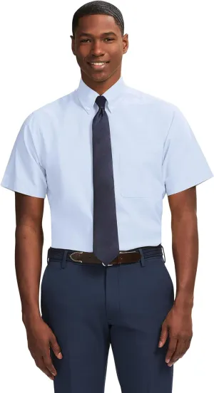 IZOD Men's Dress Shirt Regular Fit Oxford Short Sleeve All Over Stretch Button Down Collar