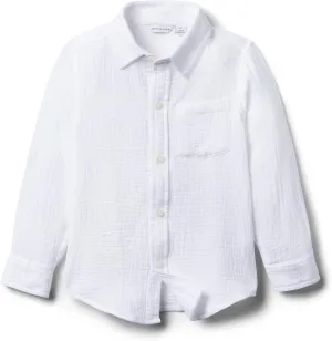 Janie and Jack Boys' Gauze Roll-up Shirt (Toddler/Little Big Kid)