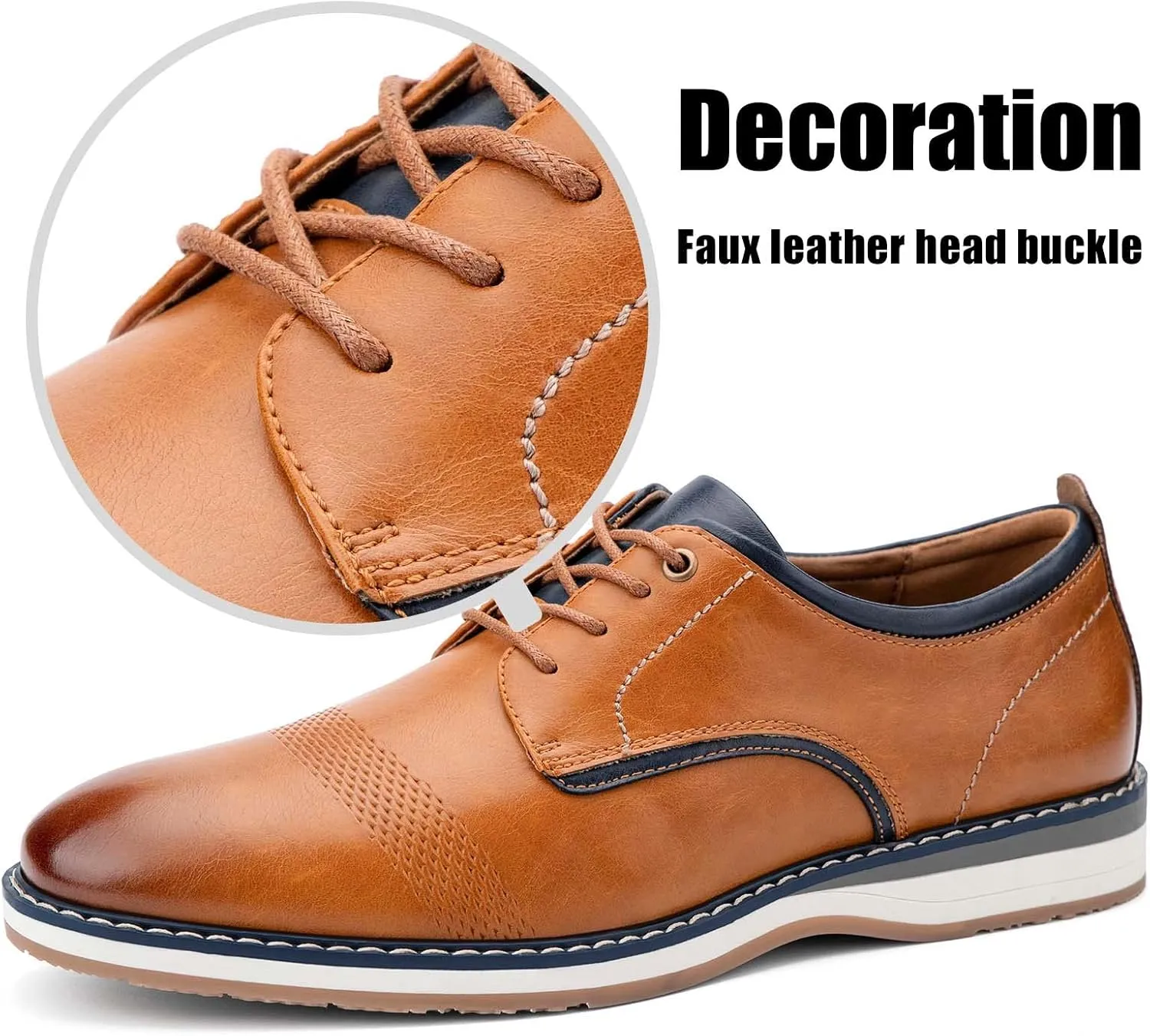 JITAI Men's Oxford Dress Shoes Lightweight Fashion Shoes with Wingtip Brogue & Lace-up Design