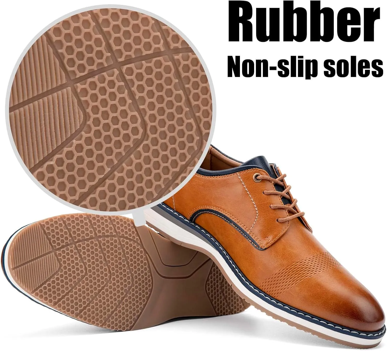 JITAI Men's Oxford Dress Shoes Lightweight Fashion Shoes with Wingtip Brogue & Lace-up Design