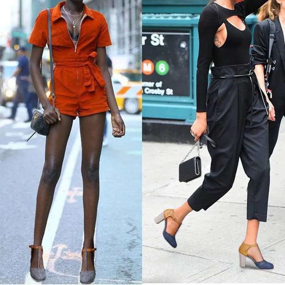 JITUUE Mary Jane Pumps Chunky Heels for Women Round Toe T-Strap Sandals Summer Oxford Shoes with Hollow