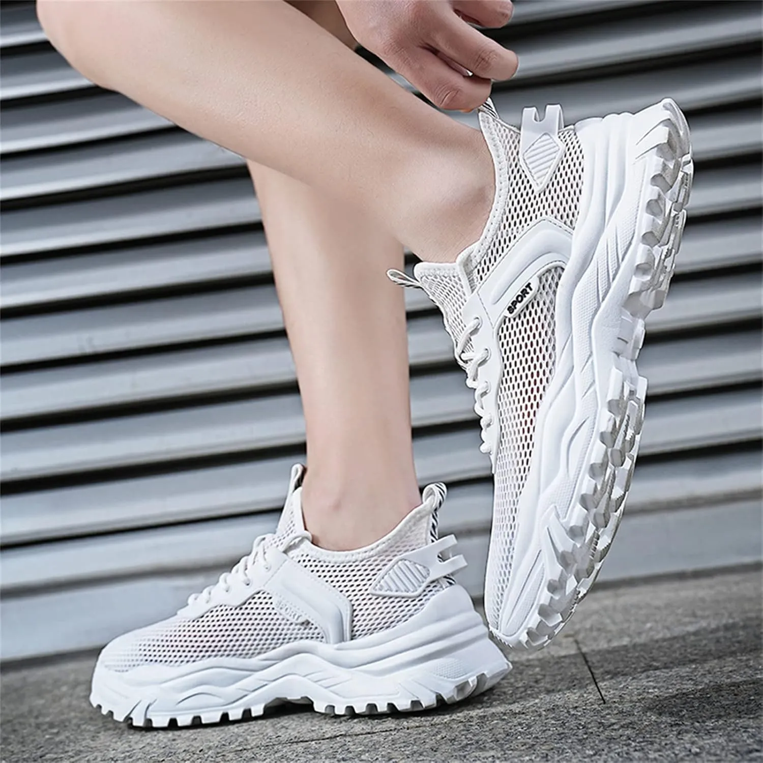 JiuQing Men's Summer Sneakers Walking Running Shoes Mesh Lightweight Breathable Outdoor Travel Casual Shoes