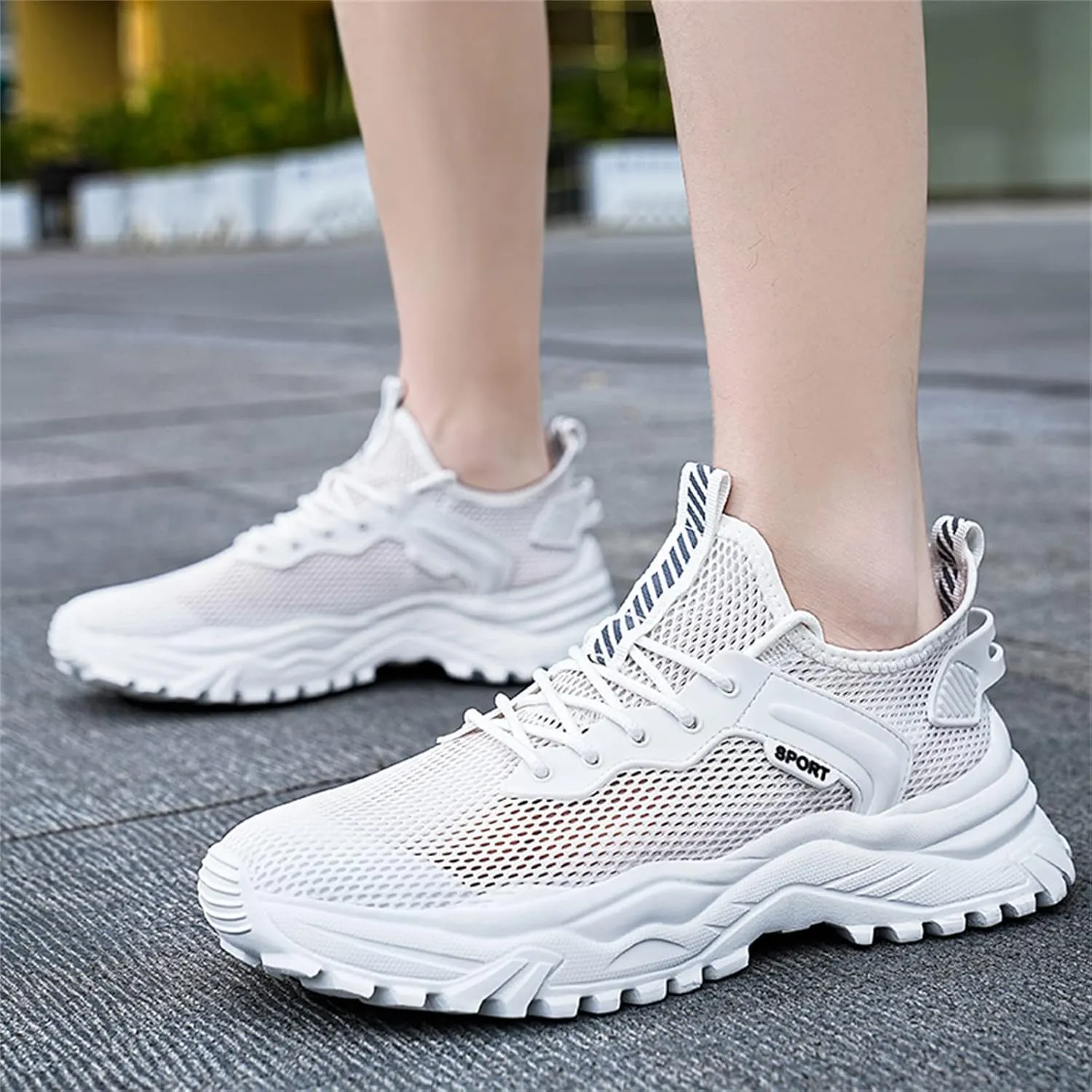 JiuQing Men's Summer Sneakers Walking Running Shoes Mesh Lightweight Breathable Outdoor Travel Casual Shoes