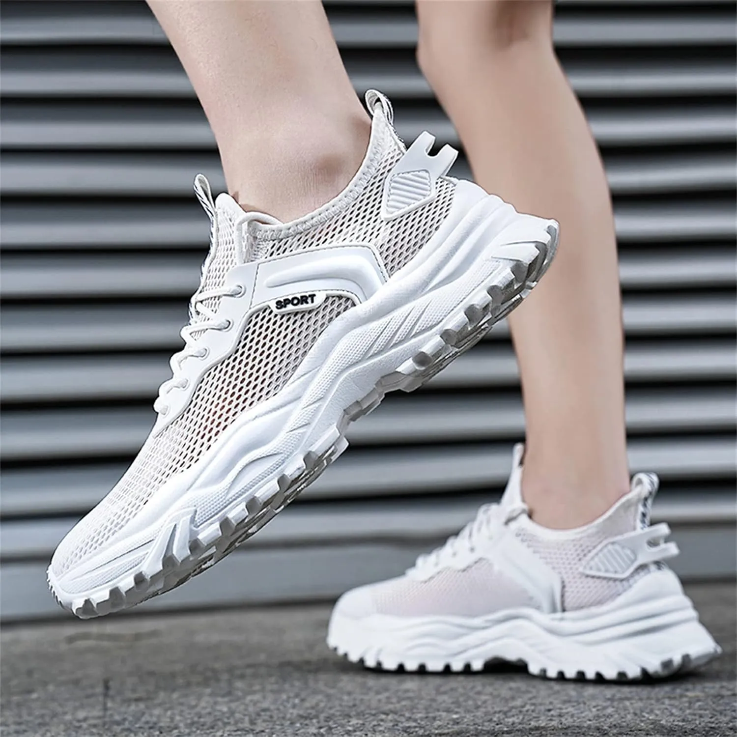 JiuQing Men's Summer Sneakers Walking Running Shoes Mesh Lightweight Breathable Outdoor Travel Casual Shoes