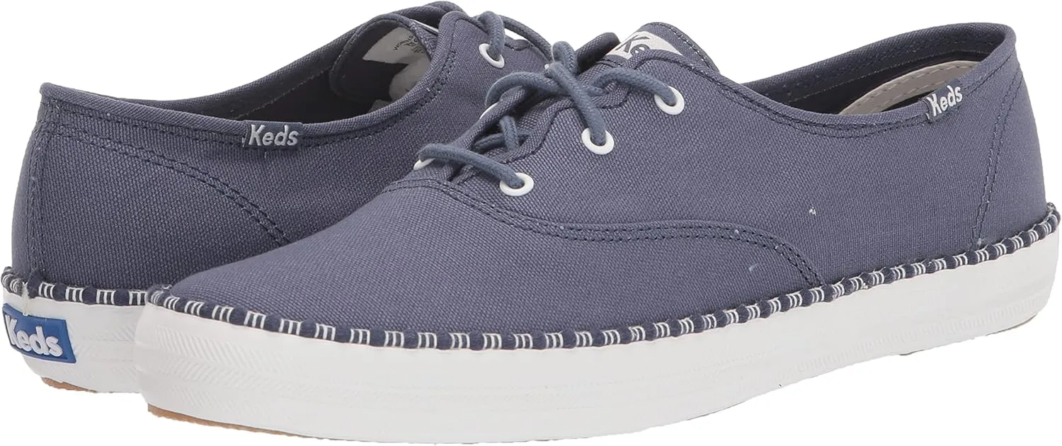 Keds Womens Champion Wave Metallic Lace Up Sneakers Shoes Casual - Silver
