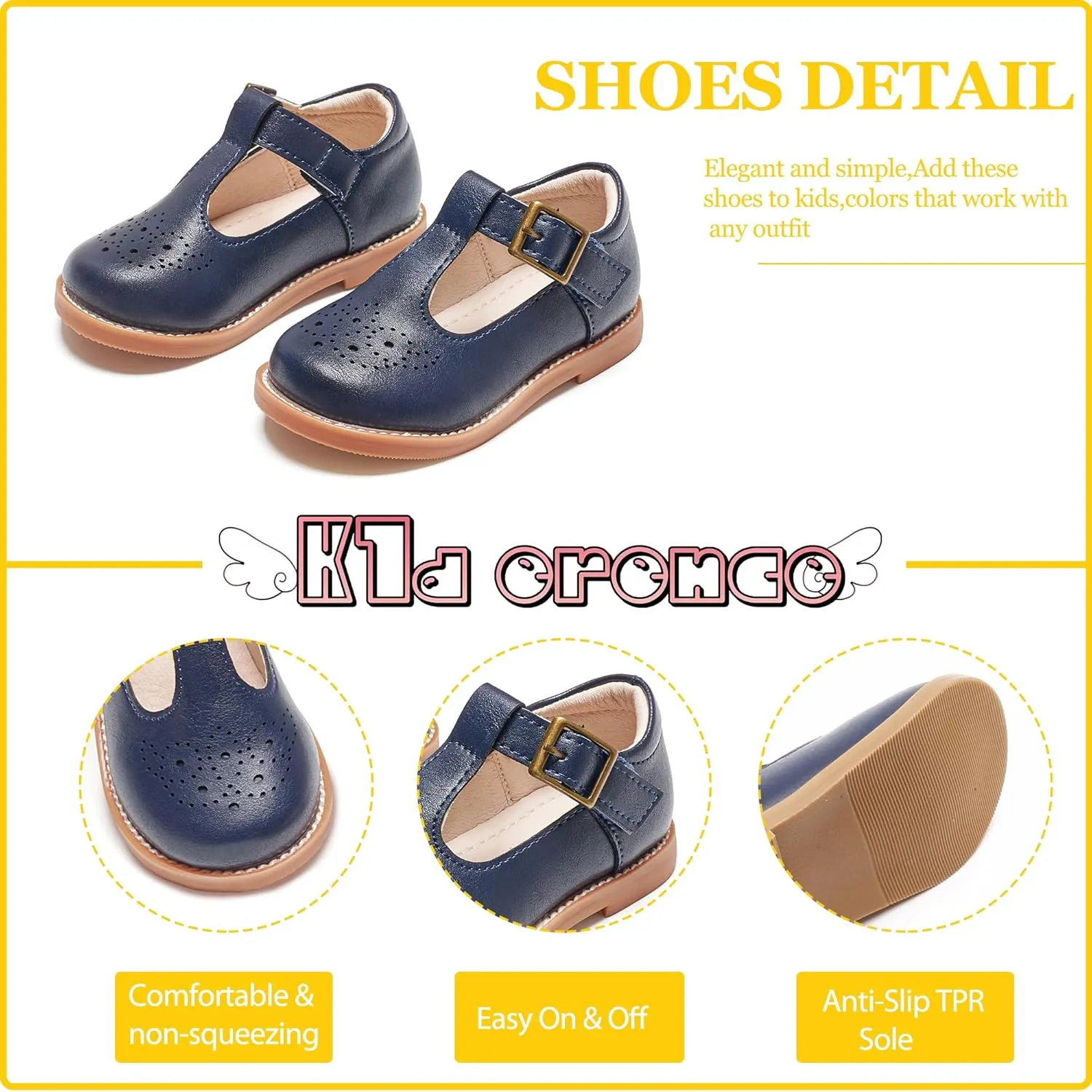 Kiderence Toddler Little Girls Mary Jane Dress Shoes School Oxford for Girls Flats