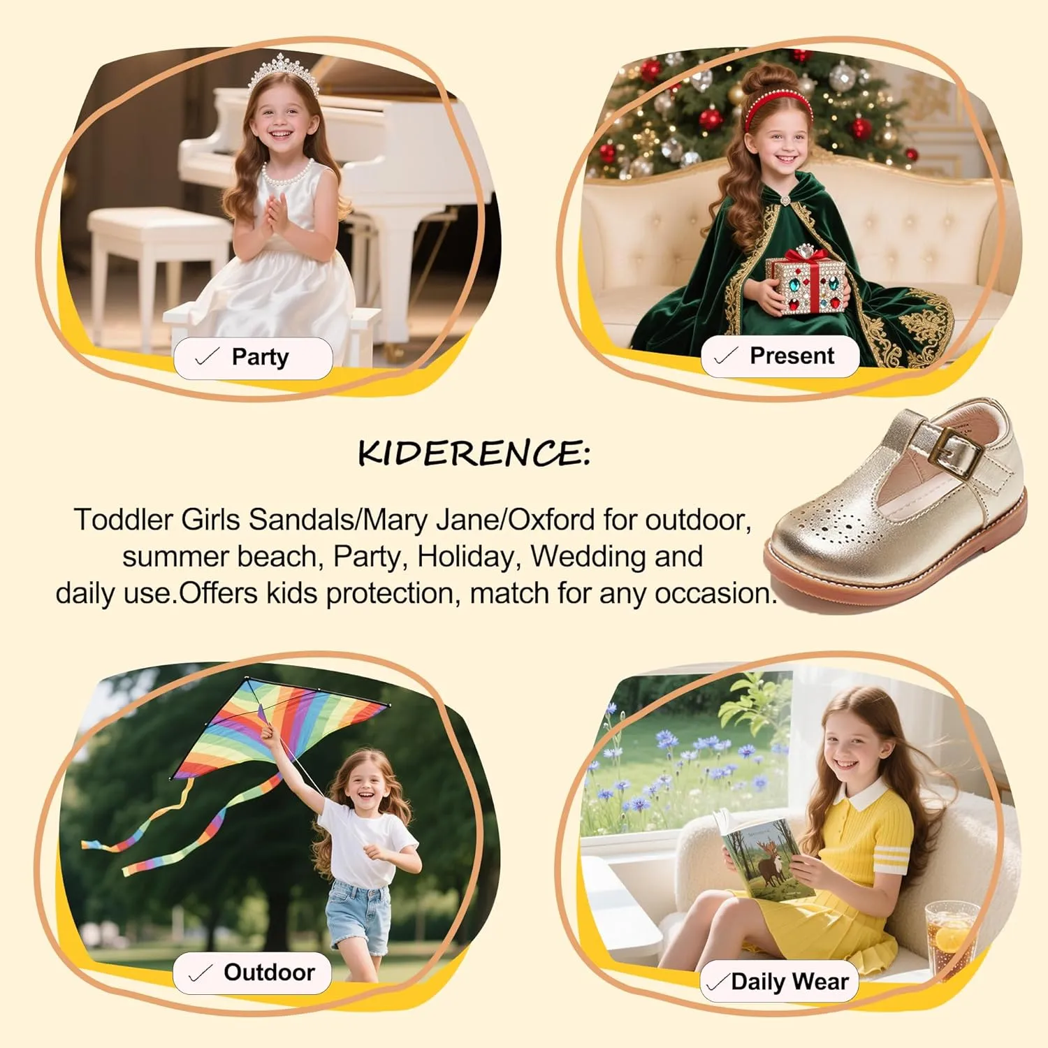 Kiderence Toddler Little Girls Mary Jane Dress Shoes School Oxford for Girls Flats