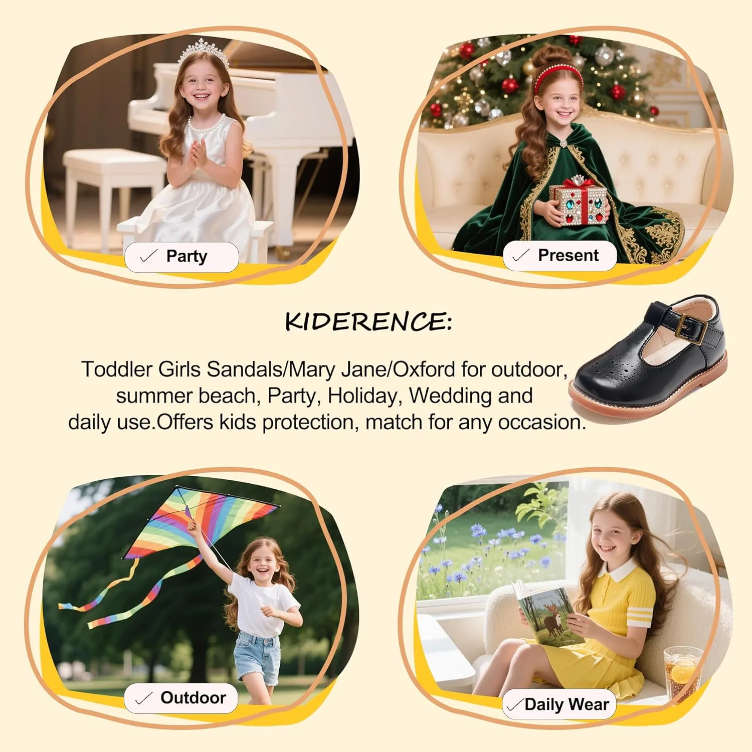 Kiderence Toddler Little Girls Mary Jane Dress Shoes School Oxford for Girls Flats