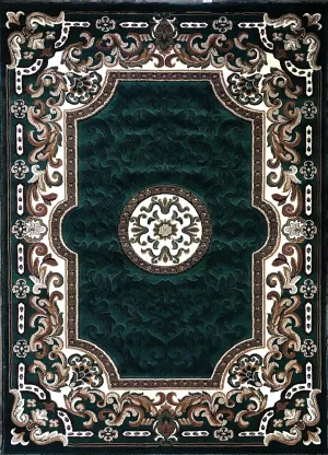 Kingdom Traditional Area Rug Hunter Green Design D123 (5 Feet 2 Inch X 7 Feet 1 Inch)