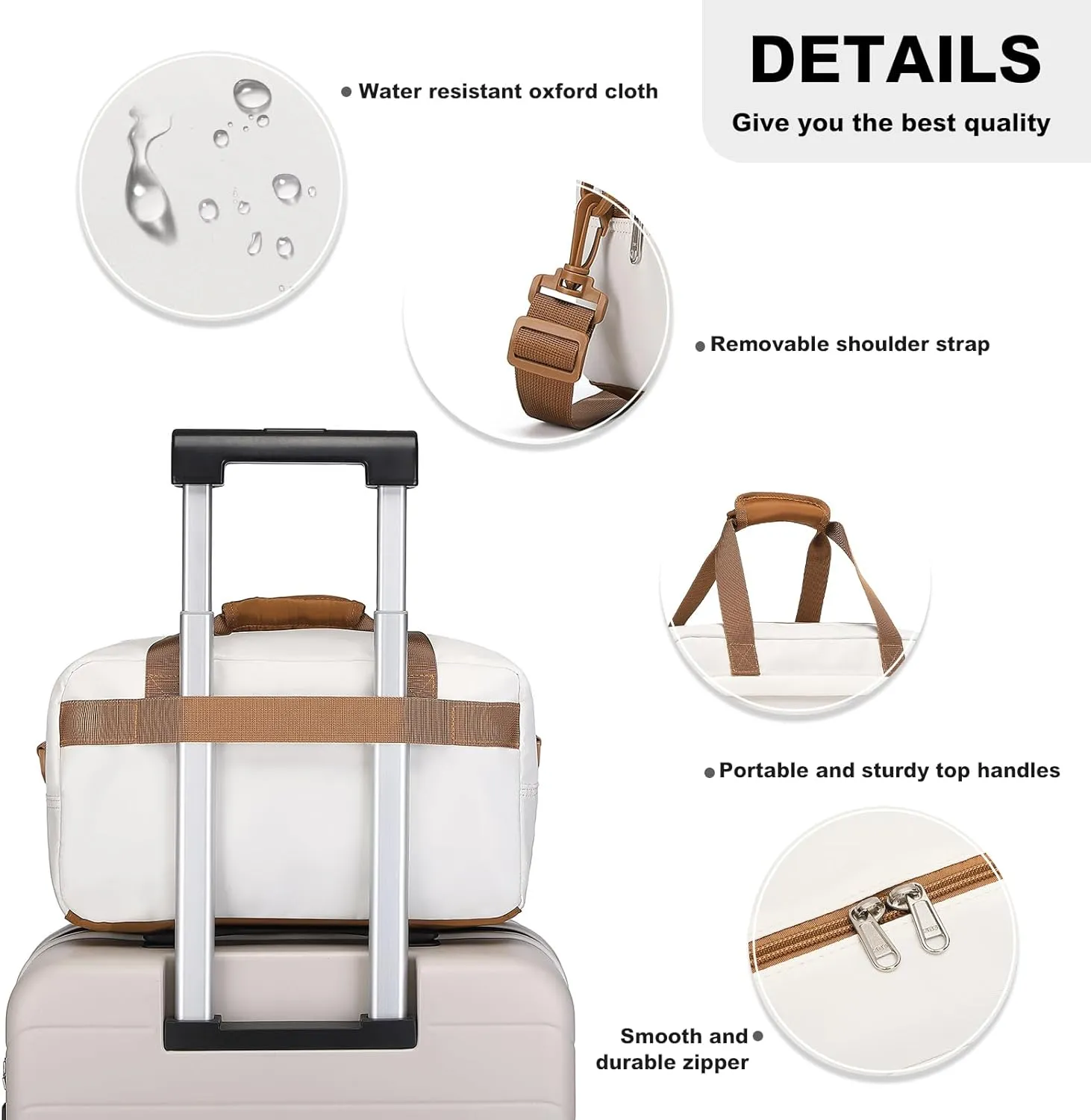 Kono Travel Duffel - 14L Under Seat Carry-On Sports Tote Gym Weekender Overnight Bag - 13.78"x7.87"x7.87" White