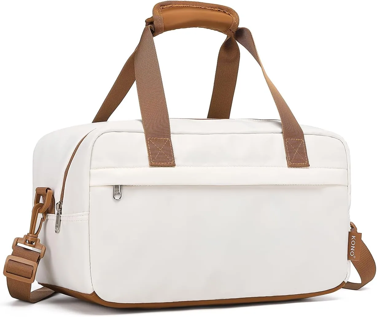 Kono Travel Duffel - 14L Under Seat Carry-On Sports Tote Gym Weekender Overnight Bag - 13.78"x7.87"x7.87" White