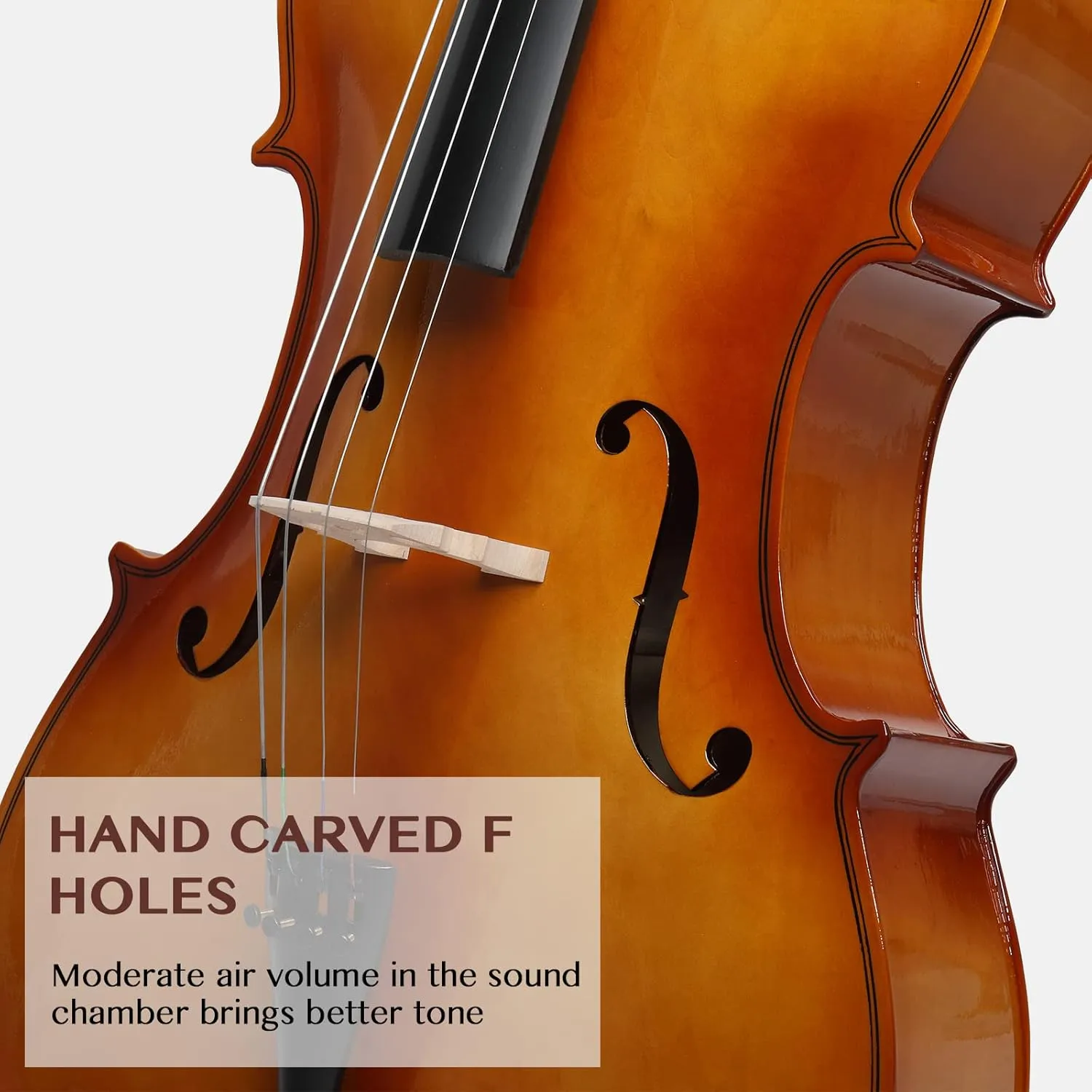 Ktaxon Full-Size Cello, Beginner Cello 4/4, Acoustic Cello Set with Portable Bag, Bow, Rosin, Bridge, Adults & Kids String Musical Instruments(Classic Retrovert)