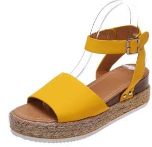 Ladmiple Wedge Sandals for Women Dressy Casual Summer Ankle Strap Open Toe High Heel Platform Slip on Espadrilles Sandal