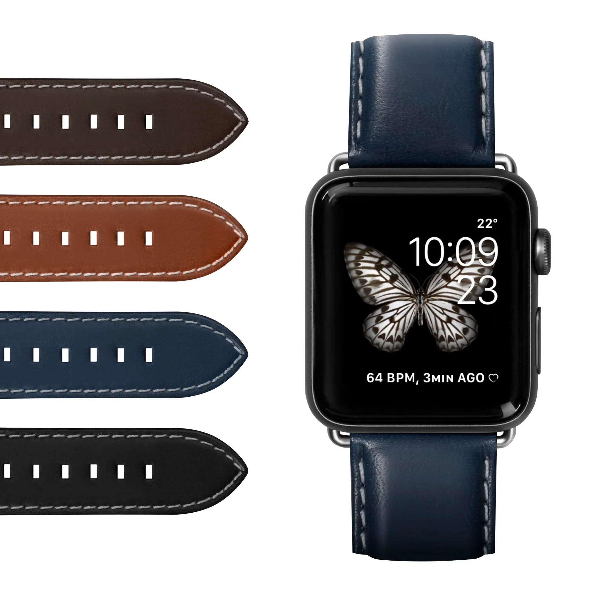 LAUT Oxford Strap Leather Band w/ Stainless Steel Buckle For Apple Watch 49 / 45 / 44 / 42mm