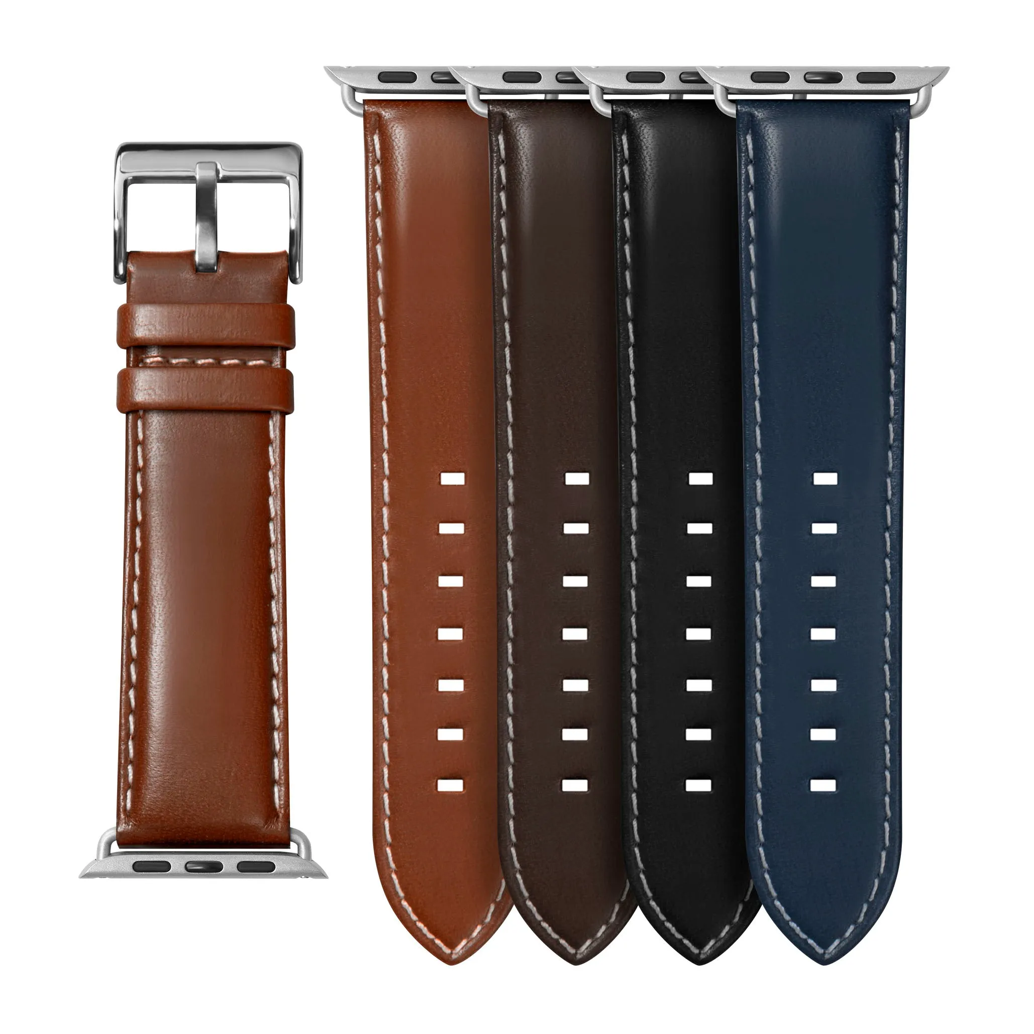 LAUT Oxford Strap Leather Band w/ Stainless Steel Buckle For Apple Watch 49 / 45 / 44 / 42mm