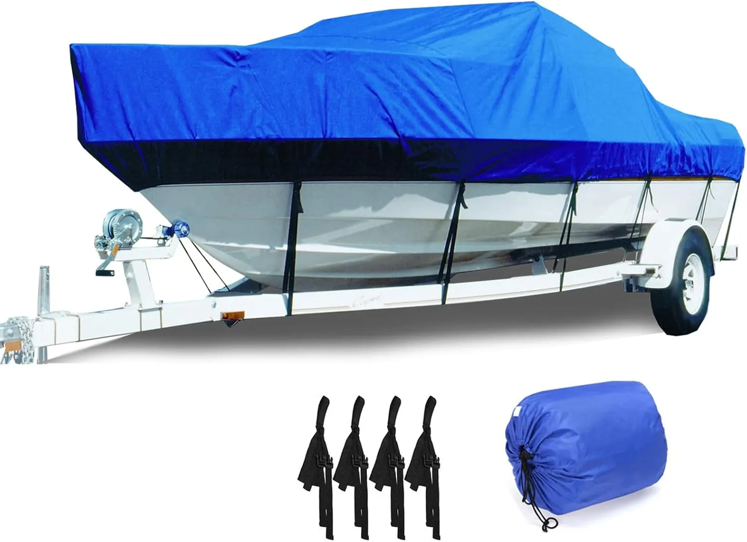 LDIW Heavy Duty 600 Polyester Oxford Boat Cover, Waterproof Durable Tear Proof All Weather Outdoor Protection UV Proof Yacht Speedboat Fishing Ski V-Hull Tri-Hull Cover Bag,21to24FT: 732 * 300CM