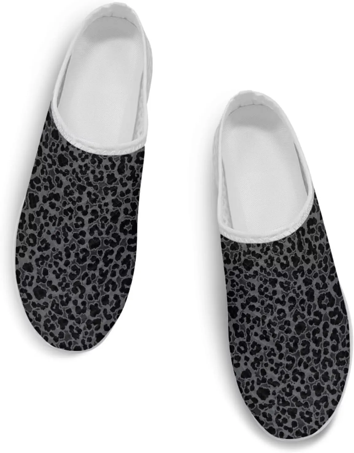 Leopard Print Mule Shoes for Women Slip on Low Top Garden Clogs Mesh Loafers EVA Sole Mule Sneakers US6-13.5