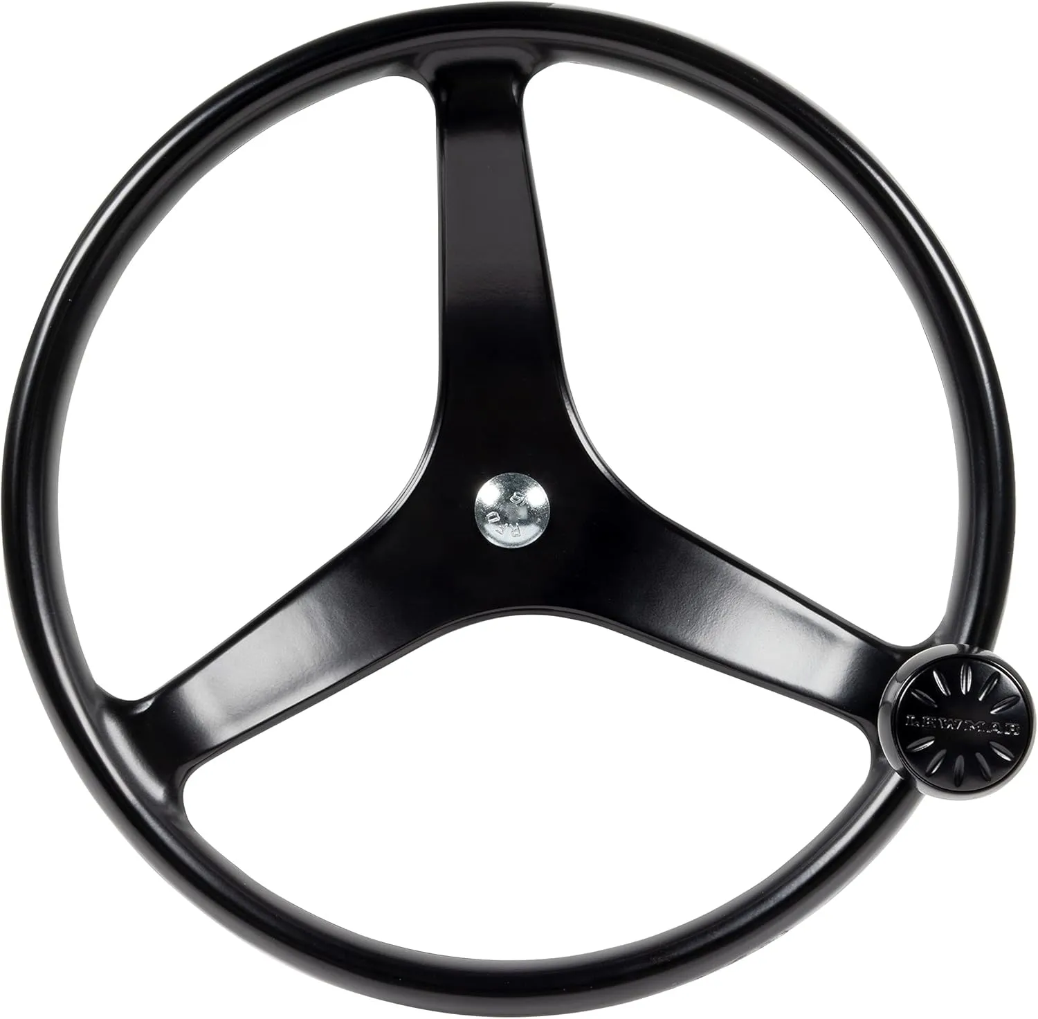 Lewmar Power Grip Boat Steering Wheel with 5/8" Welded Nut - 13.5" Diameter, Weather-Resistant Black Cast Stainless Steel, Professional Knob with Ergonomic Finger Grips