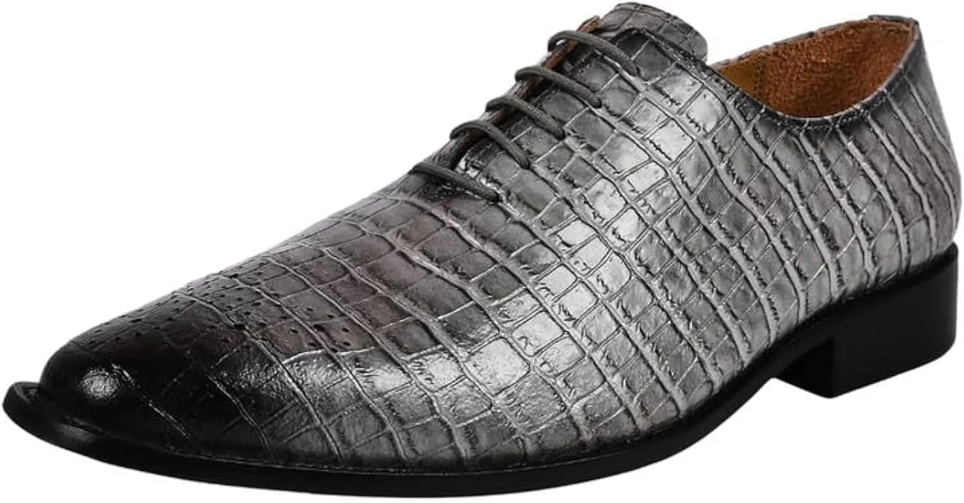 LIBERTYZENO Mens Animal Print Leather Adults Lace Up Oxford Dress Shoes for Prom Graduation