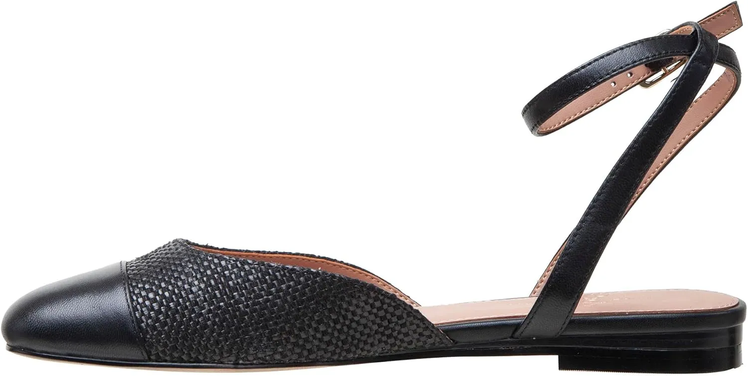 Linea Paolo - Delaney - Womens Leather Captoe Ankle Strap Ballet Flat
