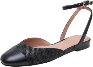 Linea Paolo - Delaney - Womens Leather Captoe Ankle Strap Ballet Flat