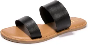 LM Women's Braided Slide Sandals Open Toe Two Band Slip On Flat Sandals Casual Summer Sandals