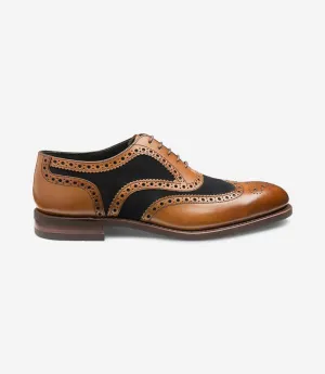 LOAKE KERRIDGE TAN-NAVY OXFORD BROGUE RUBBER SOLE F-MEDIUM